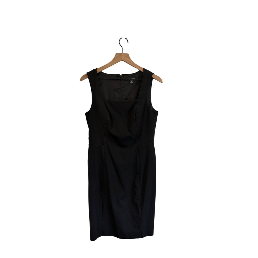 Banana Republic Womens Black Wool Blend Sheath Dress Square Neck Size 10 Stretch